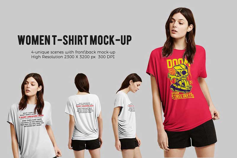 Women T-shirt Mock-up 1761134 - Free PSD MockUps, Template ...