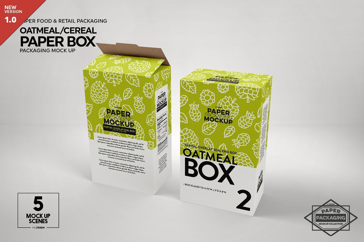 Paper Cereal Box Packaging Mockup 4347678 - Free PSD MockUps, Template, Web Themes And More ~ PSDLY
