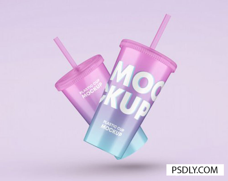Free Plastic Cup With Straw Mockup Ê–