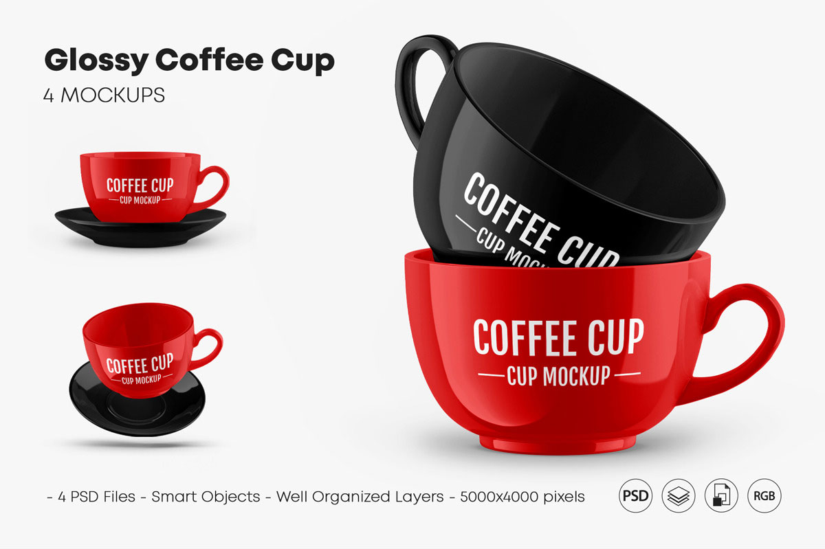 Download Free Glossy Coffee Cup Mockup Set 63236 Ê–