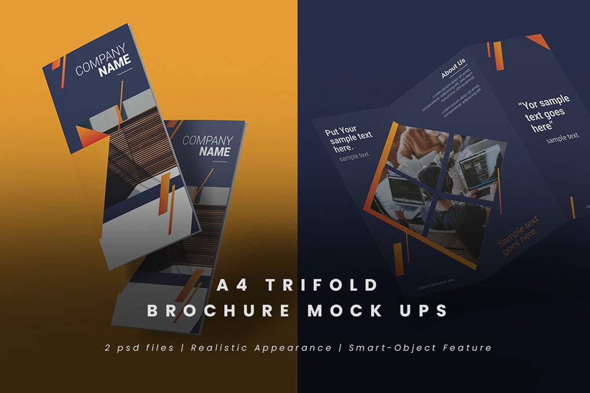 Download Free Realistic Trifold Brochure Mock Ups Ê–